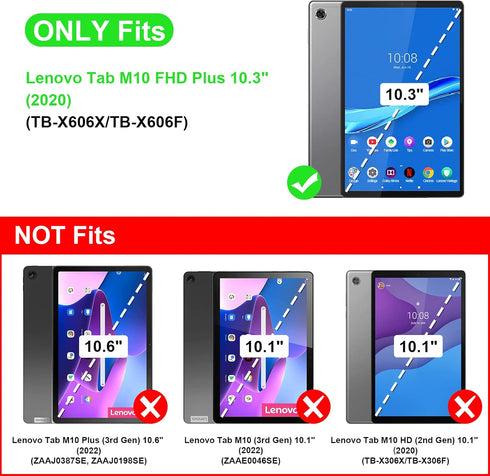 CaseBot Lenovo Tab M10 Plus (2020 2nd Gen) TB-X606F/X606X 10.3" FHD Tablet Case, Slim Shell Stand Cover, Black