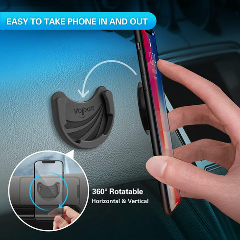 Car Mounts for Socket Grips - 3 Pack Silicone Phone Holder for Collapsible Stand, 3M Adhesive Replacement, Black