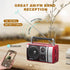 LEOTEC AM FM Radio, Portable Bluetooth Radio, Battery Operated, Best Reception with Headphone Jack, Handheld (Red)