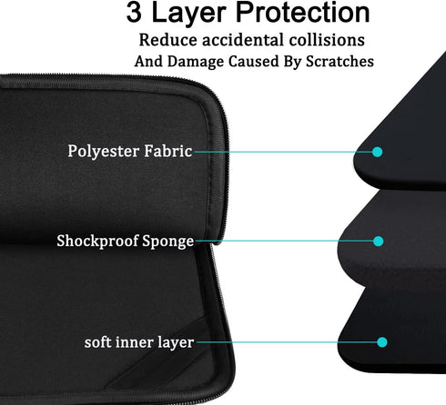 BOOEUDI 15.6 inch, 15.6 inch Laptop Case Sleeve Durable Shockproof Protective Computer Carrying Cover with Front
