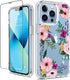 GiiKa for iPhone 13 Pro Case with Screen Protector, 6.1 inch Clear Full Body Shockproof Floral Hard Case for Girls Women