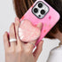 Expanding Cell Phone Grip Heart Shape Glass Finger Holder for Smartphones, Collapsible Stand - Pink Vertical Lines