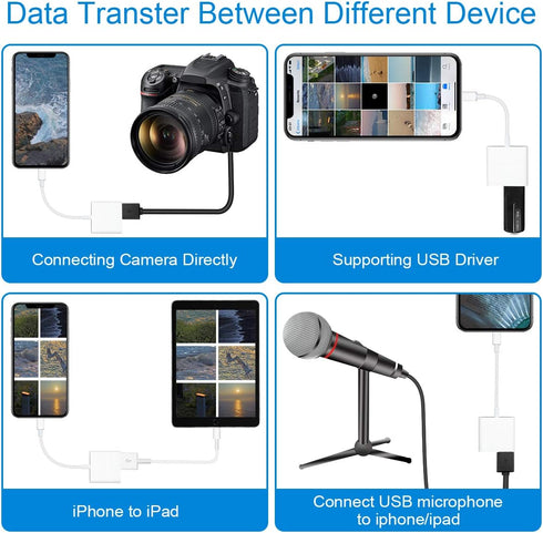 Lightning to USB3 Camera Adapter with Charging Port, Lightning Female USB OTG Cable Adapter for iPhone, iPad Models