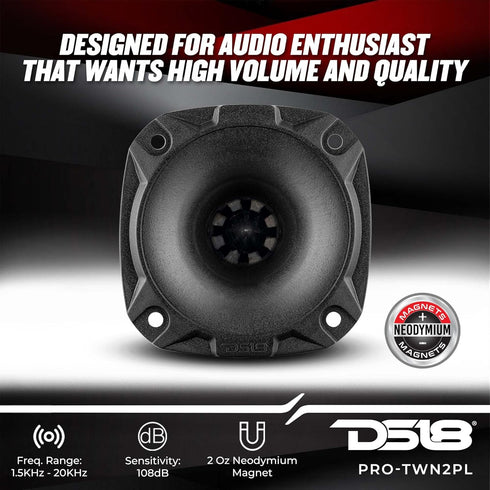 DS18 PRO-TWN2PL 3" High Compression Bullet Tweeter, 1" Polyester Voice Coil, Neodymium Magnet, Best in Pro Audio (1