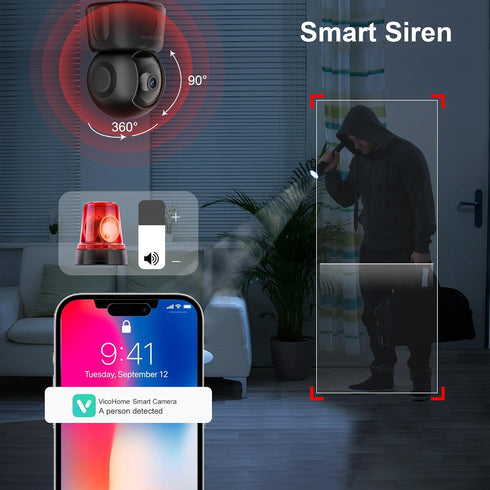 GOLSPARK 2K,2.4GHz Dog Pet Camera for Home Security WiFi Camera Baby Monitor for Room with Motion Tracking Detection