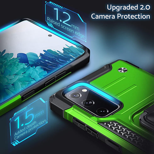 Anqrp Galaxy S20 FE 5G Case, Military Grade Protective Cover with Enhanced Metal Ring Kickstand, Grass Green