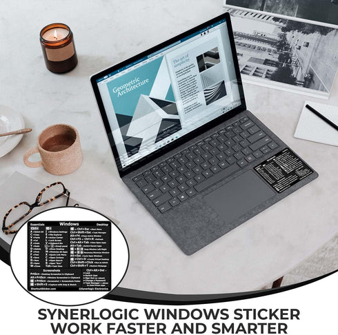 Synerlogic Windows PC Reference Keyboard Shortcut Sticker, Vinyl, No-Residue Adhesive for PC Laptop or Desktop