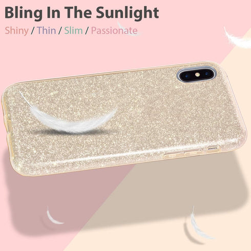 MILPROX Glitter Luxury Case for iPhone Xs MAX, Shiny Sparkly Slim Bling Crystal Clear, 3 Layer Hybrid Protection