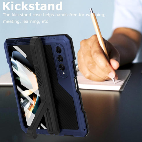 Military Rugged Heavy Duty Metal Case for Samsung Galaxy Z Fold 4 - Built-in Screen Protector, Full-Body Drop