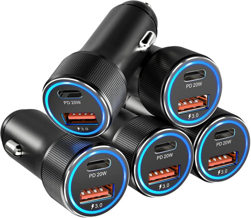 USB C Car Charger 5 Pack, Bangfun 36W Dual Port PD&QC 3.0 Fast Charging Adapter for iPhone 15/14/13/12/11 Pro Max