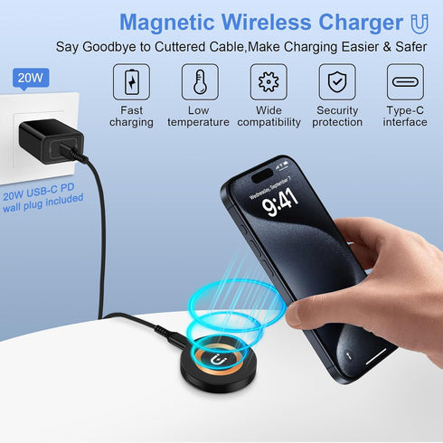Magsafe Charger Pad, Wireless Phone Charger for iPhone 15 Pro Max/Plus, Fast Charging for Android