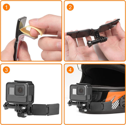 Motorcycle Helmet Chin Mount Kits, Adhesive Curved Pads Compatible with GoPro Hero 12, 11, 10, 9, 8, 7, 6, 5