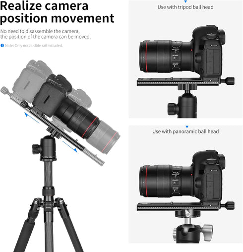 Neewer 200mm Professional Metal Quick Release Clamp Rail Nodal Slide for Camera