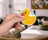 TNDesigns Cute Yellow Duck Splashing Water - Adorable Bathtub Rubber Duck Sticker with Playful Expression - Perfect