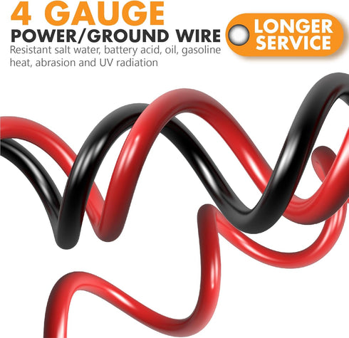 Jeemiter 4 Gauge Wire, 50ft Copper Clad Aluminum, Primary Automotive Wire, Battery Cable with Lugs Terminal Connectors