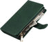 Jaorty Wallet Case for iPhone XR, 9 Card Slots, Wrist Strap, Zipper Cash Pocket, Shockproof Slim Case (Dark Green)
