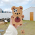 Yatchen Bear Case for iPhone 13 Pro Max, Kawaii 3D Cartoon Teddy Bear Soft Silicone Shockproof Cover with Keychain