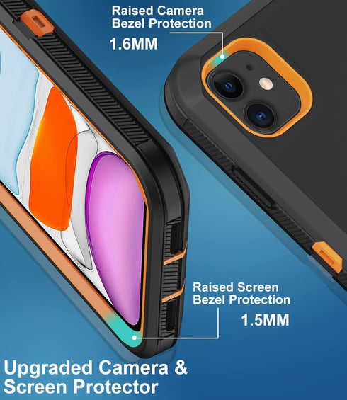 iPhone 11 Case with Built-in Screen Protector, Heavy Duty Drop Protection, Rugged Shockproof Tough Cover