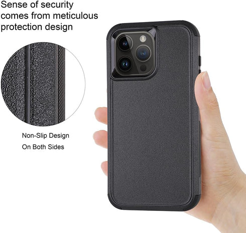Co-Goldguard iPhone 15 Pro Case, Shockproof, Drop-proof, Heavy Duty Protection, 3 in 1 Cover, Black