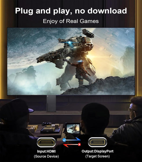 Reborn HDMI to DisplayPort Adapter, 4K@60Hz HDMI Male to DP Female Converter for Laptop, PS5, Xbox