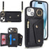 for iPhone 15 Plus Case with Card Holder and Strap - Zipper Pocket,Crossbody Lanyard Strap,Credit Card Holder,Stand Ring,Cute Phone Wallet Case for Women(Black,6.7 Inch)