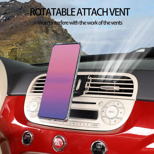 Car Phone Mount for Fiat 500 2010-2015, Retractable Dashboard Hands-Free Holder, Black (A Style)