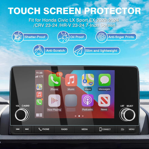 Karltys 2 Pack 7-Inch Screen Protector for Honda Civic LX Sport EX 2022-2025 / CR-V 2023-2025, Tempered Glass Ultra