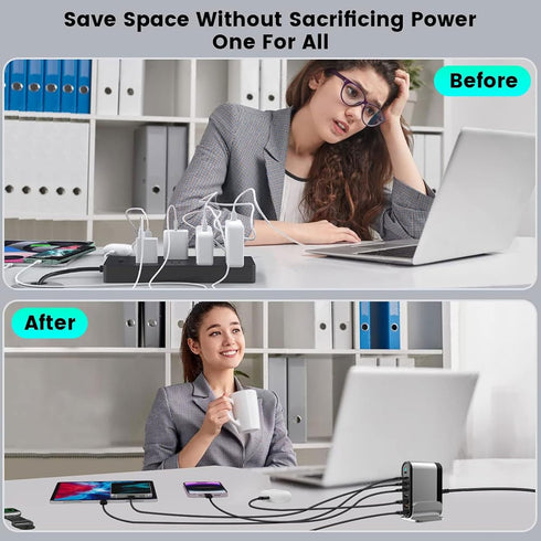 DENGWENQIANG 285W 8 17/16/15/14/13 USB C Fast Charger - GaN Port Fast Charging Station Tower Hub for Multiple Devices: