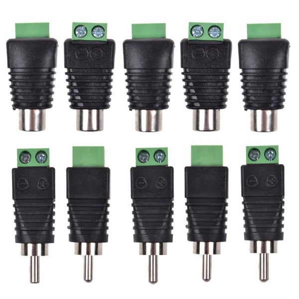 Lemoy 10-Pack Phono RCA Male and Female Plug to AV Screw Terminal Adapter