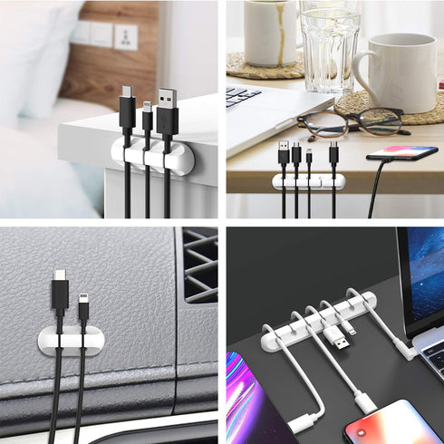 White Cable Clips, Cord Organizer for Cable Management, USB Cable Holder, 2 Packs Cable Straps for Desk Home (5, 3