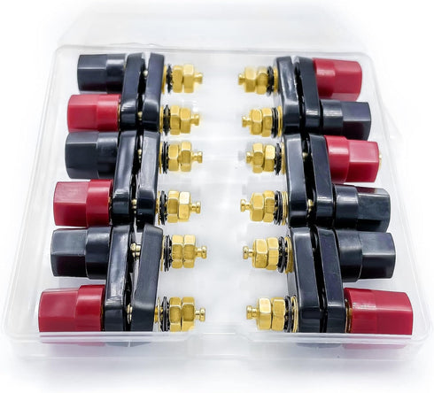 4MM Copper 2-Way Banana Plug Jack Socket Binding Post, 6Pcs Gold Plated Insulated Terminals for Speaker