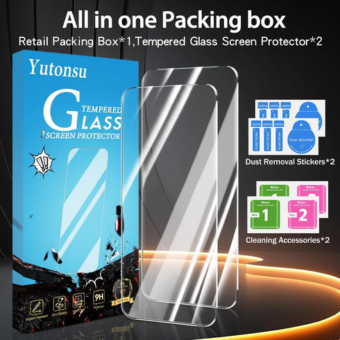 Yutonsu 2 Pack 17 6.9 Inch, 9H Tempered Glass Screen Protector for iPhone Pro Max Hardness, Anti Scratch, Bubble Free