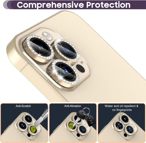 Suoman for iPhone 14 Pro Max Camera Lens Protector, Diamonds Bling Tempered Glass Cover