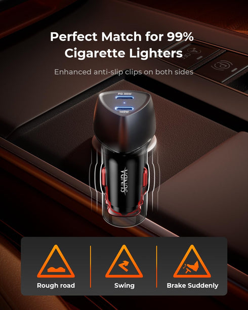 SUNDA 173W Fast Car Charger for Quick Charging