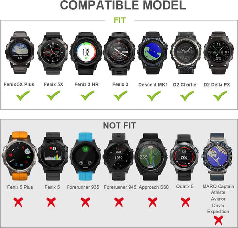 ANCOOL Quickfit 26mm Watch Band for Garmin Fenix 5X/7X/6X, Compatible with Fenix 6X Pro/5X Plus/7X Pro/8 (Black, Red,