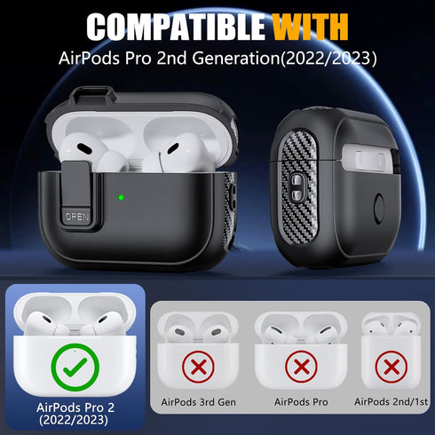 Military Hard Case for AirPods Pro with Cleaner Kit, Secure Lock for Apple AirPods Pro 2nd/1st Gen, Black