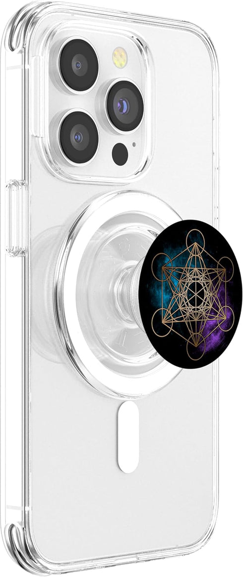 Geometric Sacred Geometry Metatron Cube Space Galaxy PopSockets PopGrip, Swappable Grip for Phones & Tablets