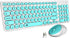 FD Wireless Keyboard and Mouse Combo, 2.4GHz USB Cordless, Cute Round Keys, Slim Set for Laptop & Computer