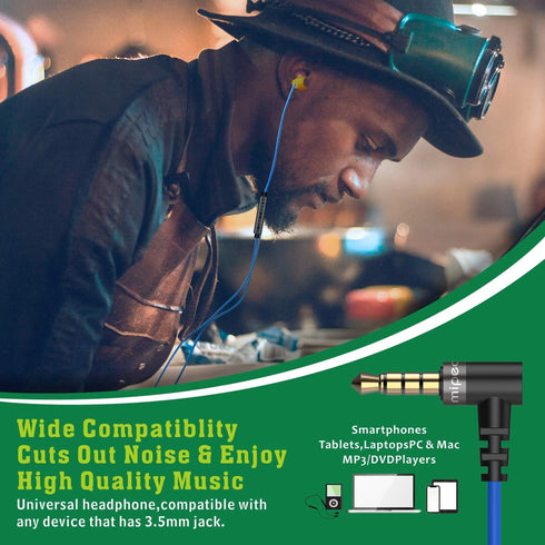 MIPEACE Work Earbuds Headphones, Safety Industrial Ear Plugs with Mic and Volume Control, Noise Reduction Earphones