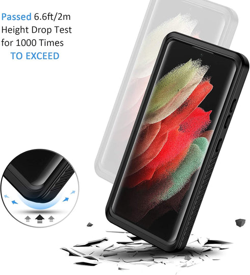 Lanhiem for Samsung Galaxy S21 Ultra Case, IP68 Waterproof Dustproof, Rugged Full Body Shockproof Phone Cover, Black