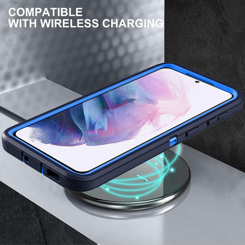 Navy Blue Samsung Galaxy S21 Plus Case with 2Pcs Self Healing TPU Screen Protector & Camera Lens Protector, Military