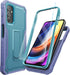 DUOPAL Galaxy A14 Case: Military Grade Shockproof Protection, HD Tempered Glass, Kickstand, 6.8" (Purple Blue)