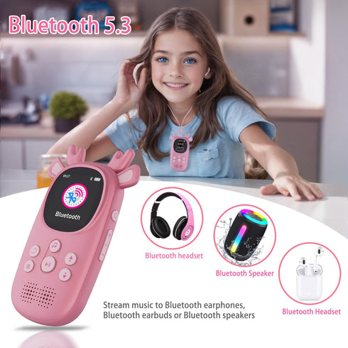 CCHKFEI 32GB MP3 MP3 MP3 MP3 Player for Kids, Cute Reindeer Portable Kids Player with Speakers Children Player