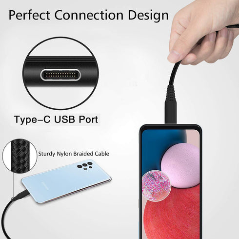 USB A to USB C Charger Cord 3FT 6FT 10FT for Samsung Galaxy A54 5G/A53 A52 A51/A15 A14 A13, Fast Charging Power Wire
