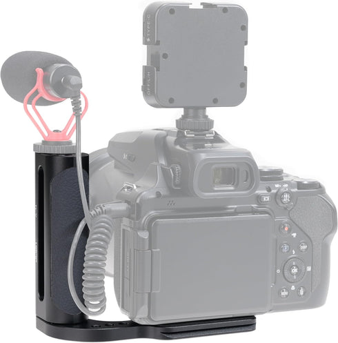 FocusFoto 2nd 1/4" Gen L-Shaped Bracket Holder Stabilizer with Side Handle Grip Universal for DSLR Mirrorless Camera