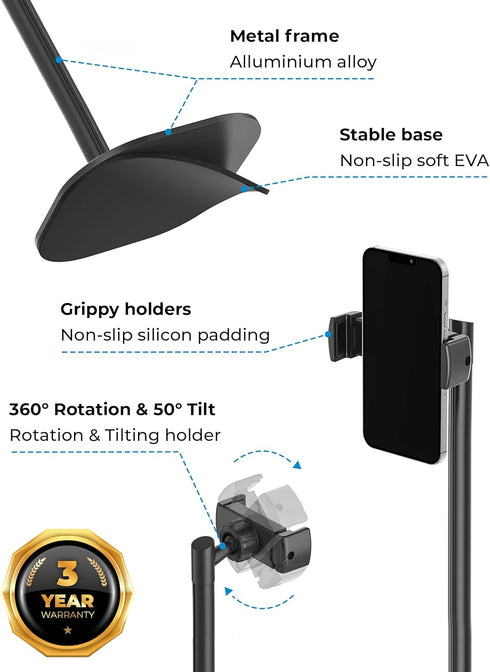 Cooper Cases ChatStand, Night Black, Height Adjustable Portable Stand for Desk, Compatible with Smartphones