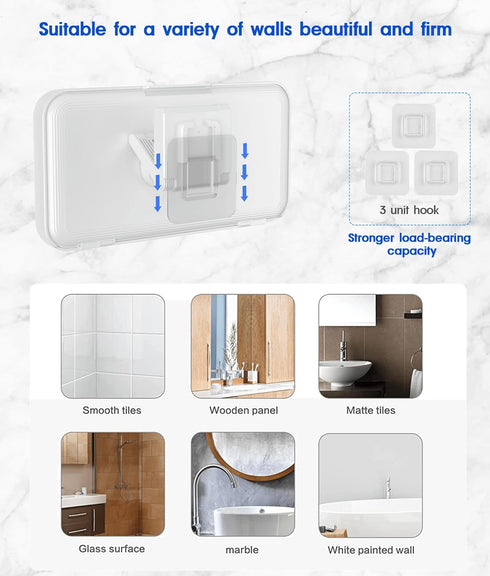 Waterproof Phone Holder for Shower, 360° Rotation, Adjustable Angle, Wall Mounted for Bathroom Mirror, Up to 7 Inch