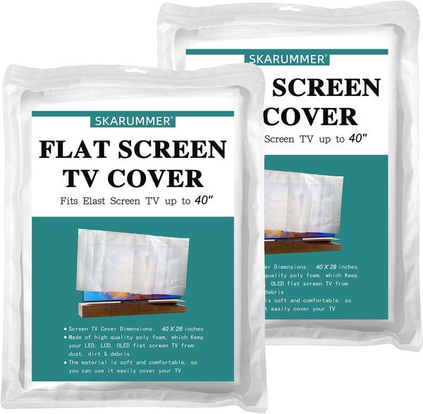 SKARUMMER Foam Flat Screen TV Cover, Fits Up to 40''W x 28''H, 2 PACK for Moving or Home Renovation