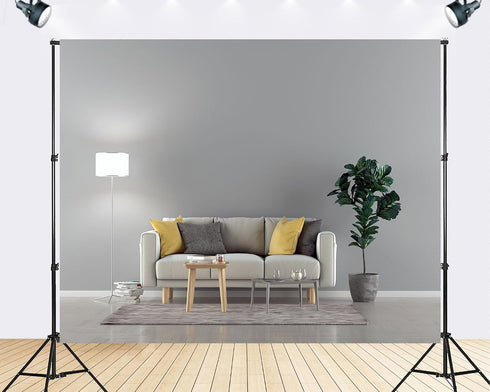 TryKid 10x6.5ft Modern Living Room Backdrop Beige Sofa Yellow Pillows Fiddle Leaf Fig Minimalist Interior Photography