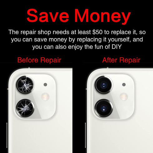 2PCS ASDAWN Back Camera Lens Glass Replacement for iPhone 11, Pre-Installed Adhesive, Installation Manual + Repair Tool